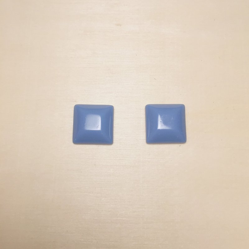 Retro denim blue square diamond earrings Clip-On - Earrings & Clip-ons - Resin Blue