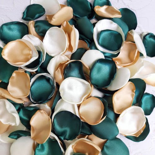 Decoration Party Store Emerald green weding Ivory rose petals Gold rose petals