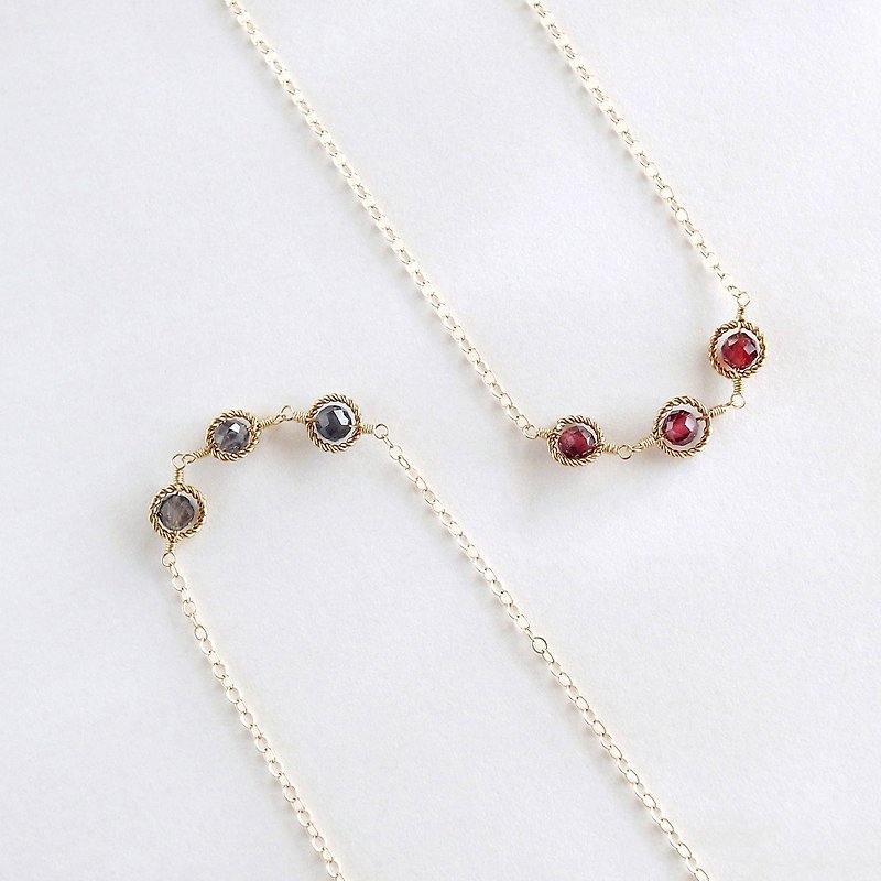 14KGF Stone/ iolite natural stone necklace can choose Gemstone to match - Necklaces - Gemstone Red