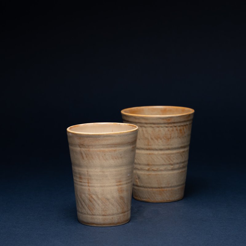 【Handmade pottery】Earthy everyday cup/cups - Cups - Pottery Khaki