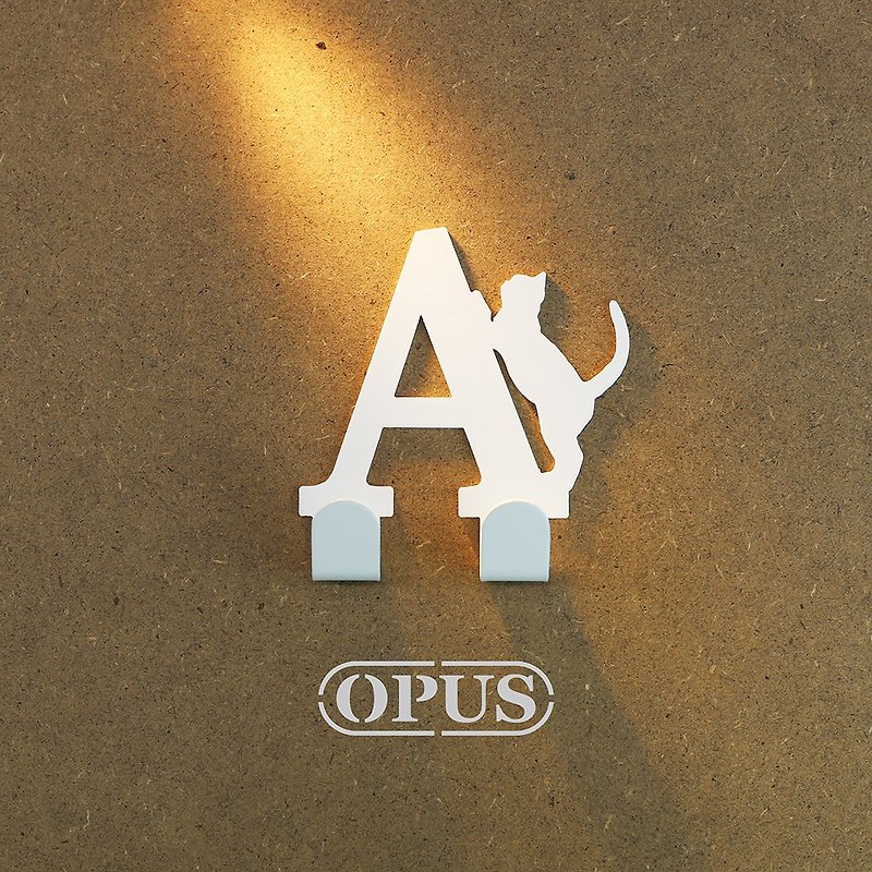 [OPUS Dongqi Metalworking] When the cat meets the letter A-hook (white) seamless hook/wedding accessory - ตกแต่งผนัง - โลหะ ขาว