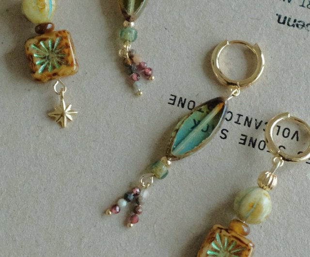 No.190 チェコビーズ レモン色のグラデーションピアス ハンドメイド No.190 チェコビーズ レモン色のグラデーションピアス