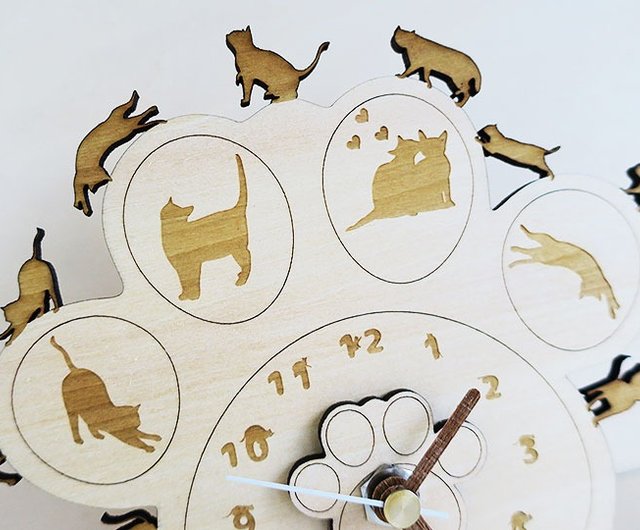 4匹のワンちゃんネコちゃんが選べる木とワンちゃんねこちゃん壁掛け時計 4匹のワンちゃんネコちゃんが選べる木とワンちゃんねこちゃん壁掛け