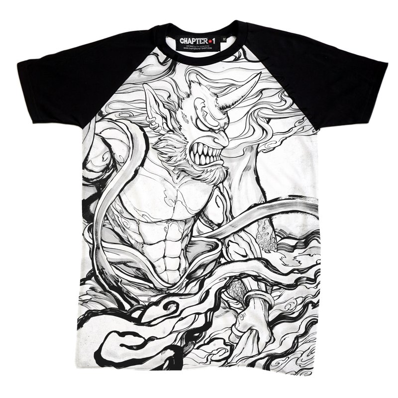 Fujin The wind god Yami Chapter One T-shirt - 男 T 恤 - 棉．麻 白色