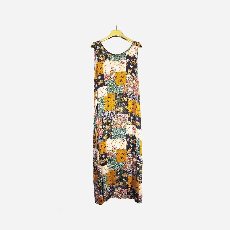 Dislocated vintage / printed sleeveless dress no.976A1 vintage - One Piece Dresses - Other Materials Yellow
