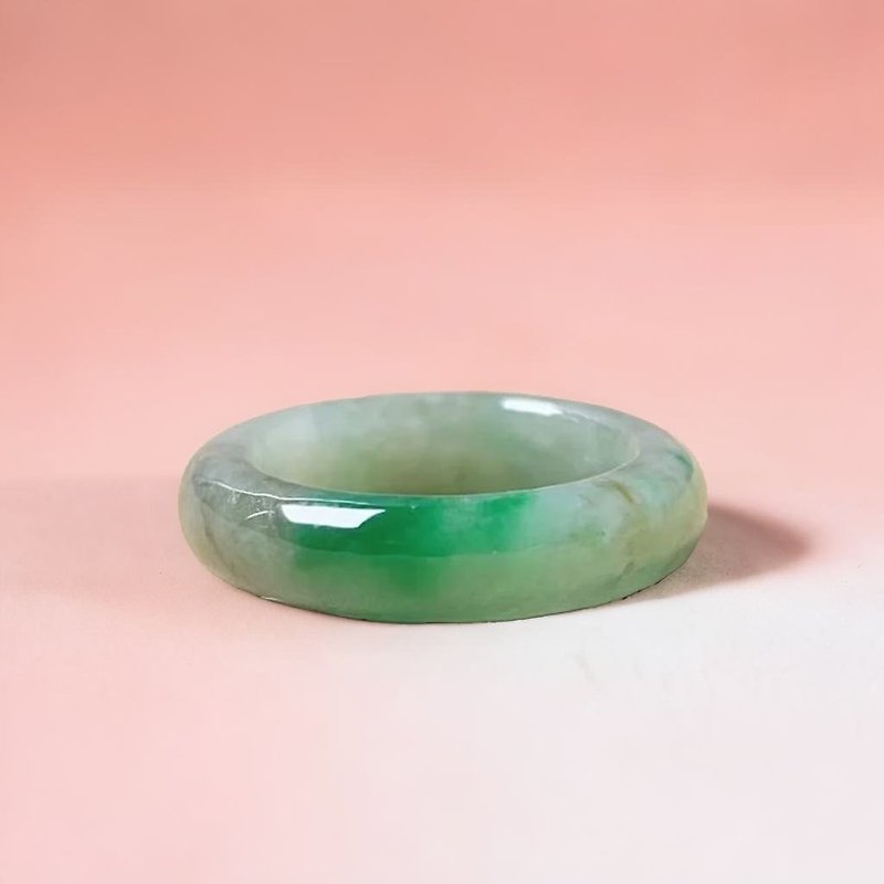 Ice Piaoyang Green Jadeite Ring | International 10 Sizes | Natural Burmese Jadeite A | - แหวนทั่วไป - หยก สีเขียว