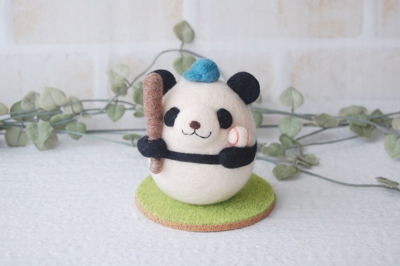wool felt 野球パンダくん - 公仔/玩偶 - 羊毛 白色