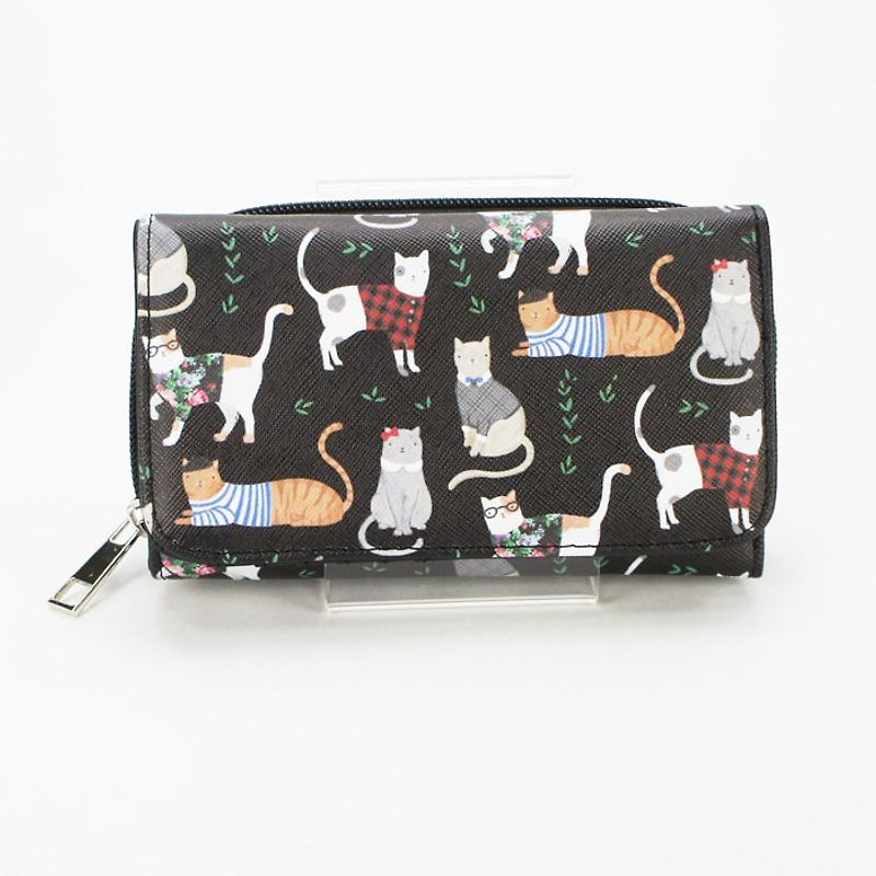 Ashley M - Colorful Puppies Zip Around Wallet - Wallets - Faux Leather Black