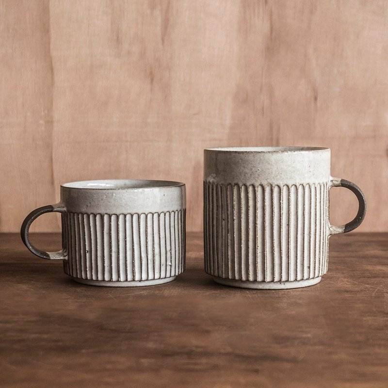 Straight grain mug 250ml+350ml duo - Mugs - Pottery 