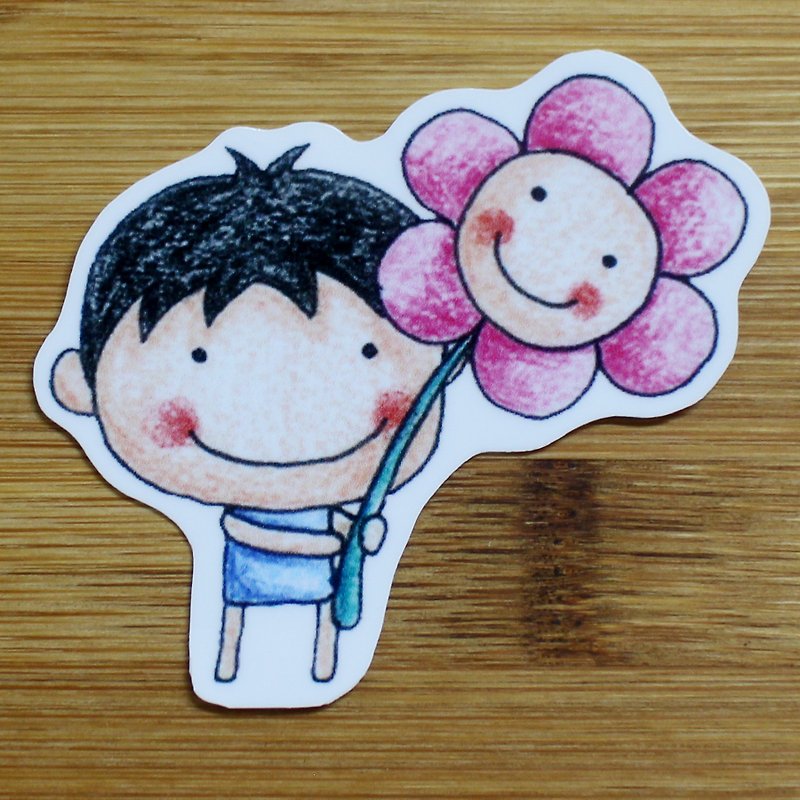Waterproof stickers (small) _ boys send flowers - สติกเกอร์ - พลาสติก 