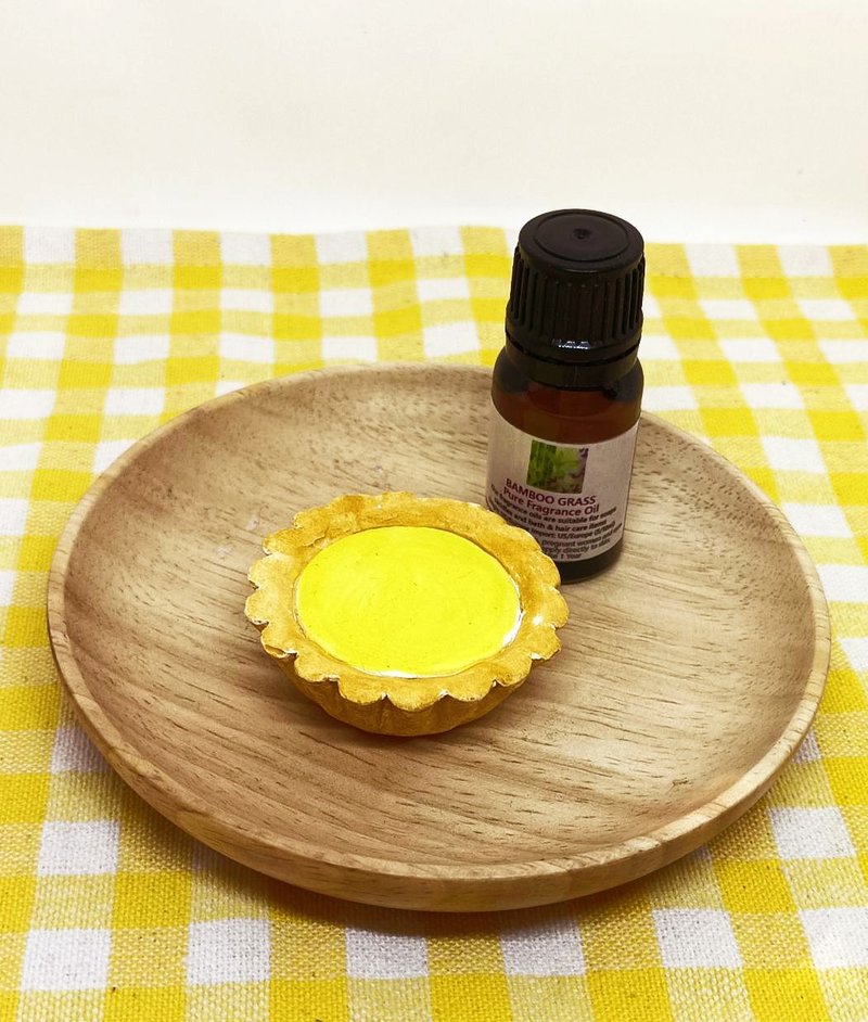 Egg tart shape diffuser Stone(free random aroma oil 5ml) - Fragrances - Other Materials Yellow