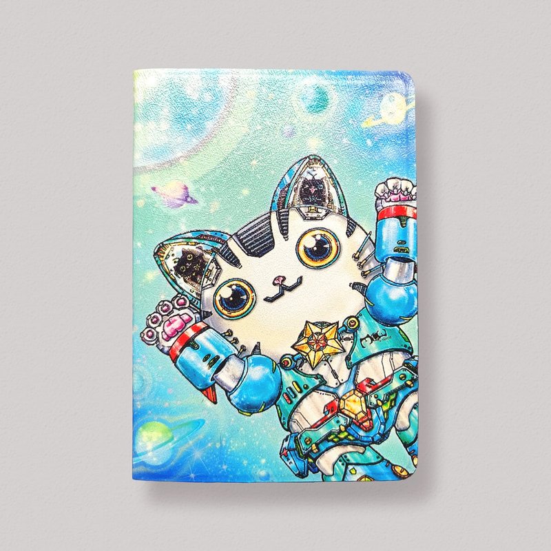 Lightweight and textured passport cover - Brave Adventure• Robotic Cat - Passport Holders & Cases - Faux Leather 