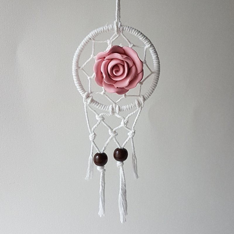 Dreamcatcher car accessory diffuser - Pink Rose aroma stone - Charms - Other Materials Pink