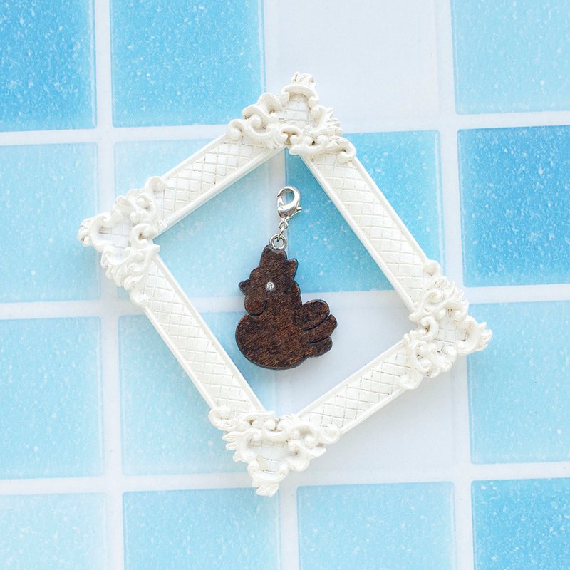 Chicken wooden charm - Charms - Wood Brown