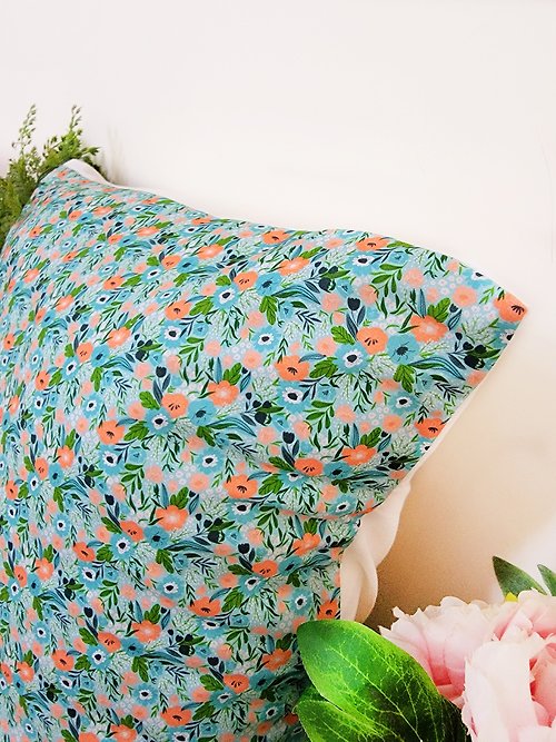 hazelnut 北歐風格淺綠橘色花圖案抱枕靠枕靠墊枕套