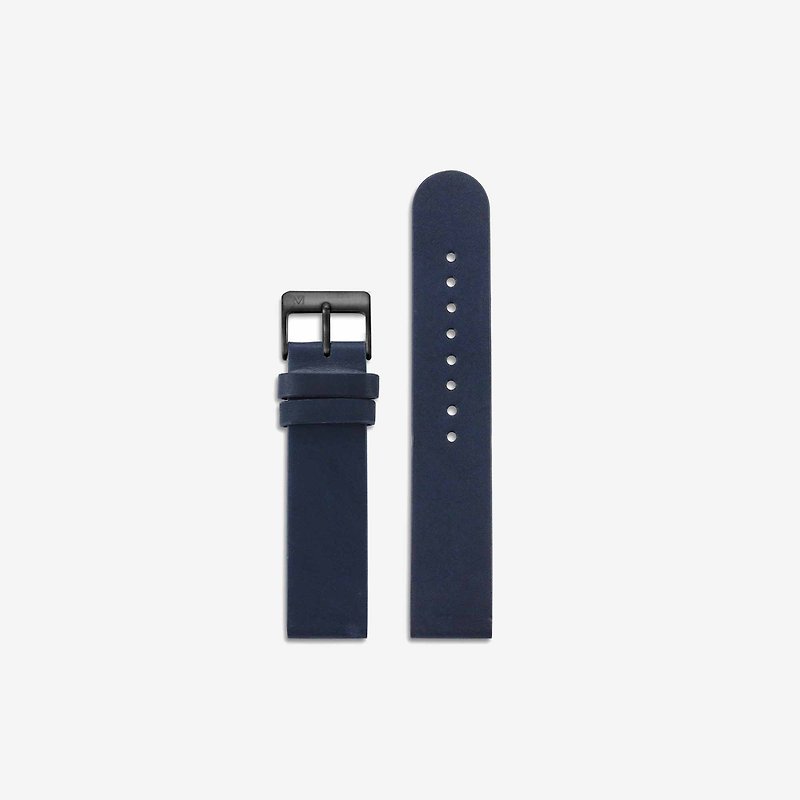 16mm 海軍藍色意大利真皮錶帶 | 靈活拆卸功能 | Maven Watches - 錶帶 - 真皮 白色