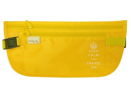 新威設計工房 Keep Calm旅行超薄貼身腰袋 - 黃色