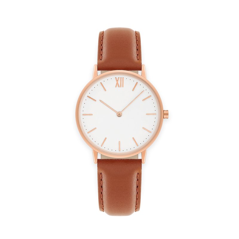 Signature 36 Rose Gold – Brown Leather - Women's Watches - Genuine Leather 