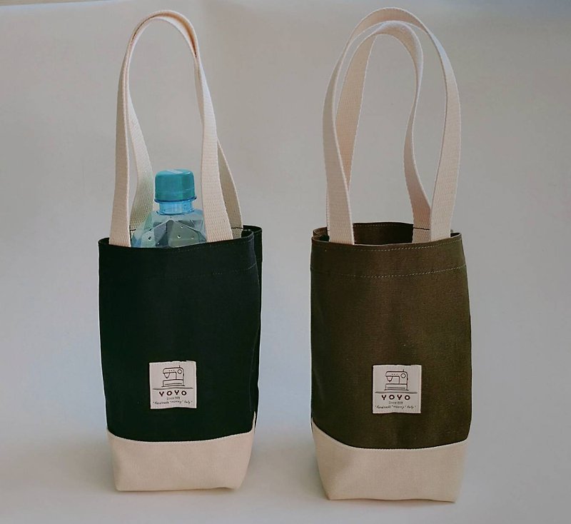 【YOYOWenchuang】シンプルなカラーマッチングWenqingキャンバス防水飲料バッグ - その他 - 防水素材 ブラック