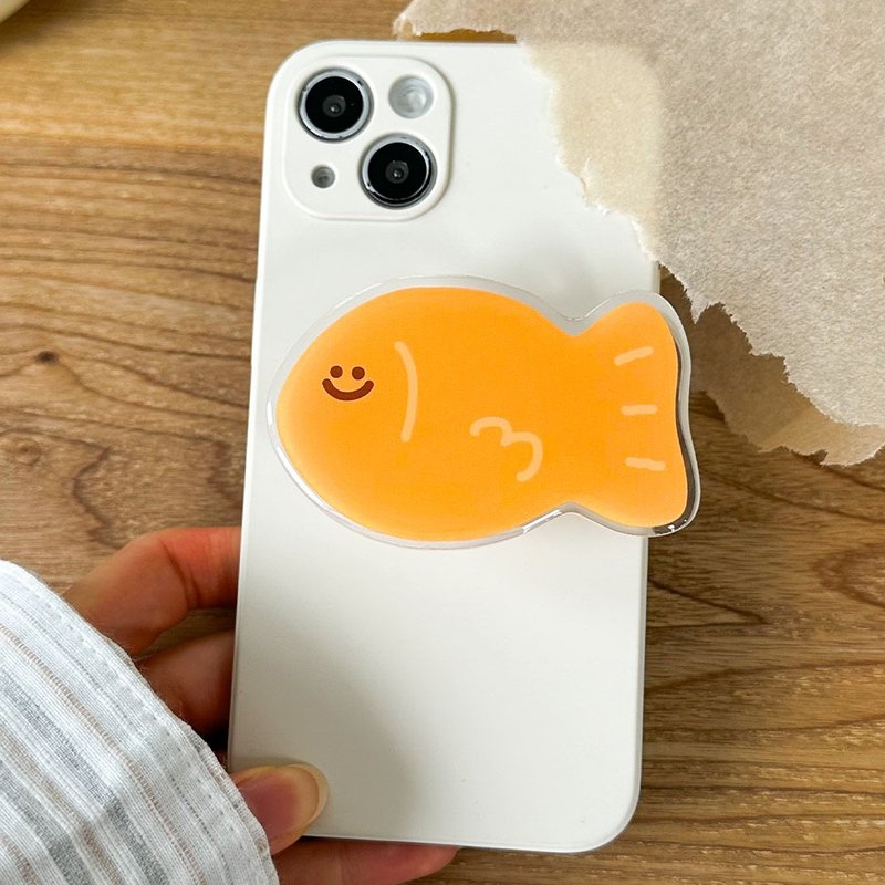 Fish shaped bun grip smartphone acrylic smart tok - อุปกรณ์เสริมอื่น ๆ - อะคริลิค สีส้ม