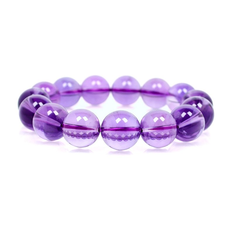 【正佳珠寶】紫水晶 冰種紫水晶 13mm 紫水晶手珠 日本彈力繩 - 手鍊/手環 - 水晶 紫色