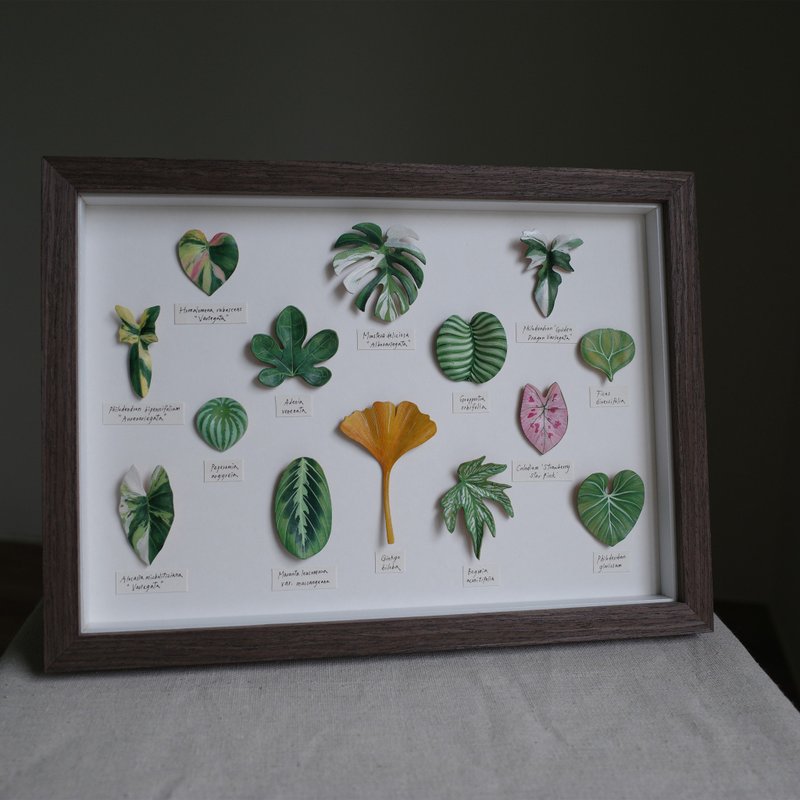 14 leaf foliage plant leather photo frame - ของวางตกแต่ง - หนังแท้ 