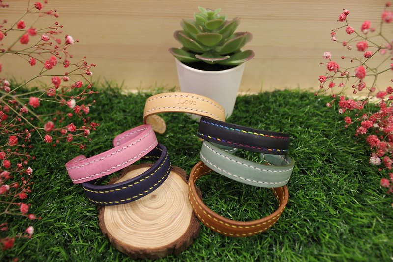 [Mini5] C-shaped simple leather bracelet / adjustable bracelet - Bracelets - Genuine Leather 