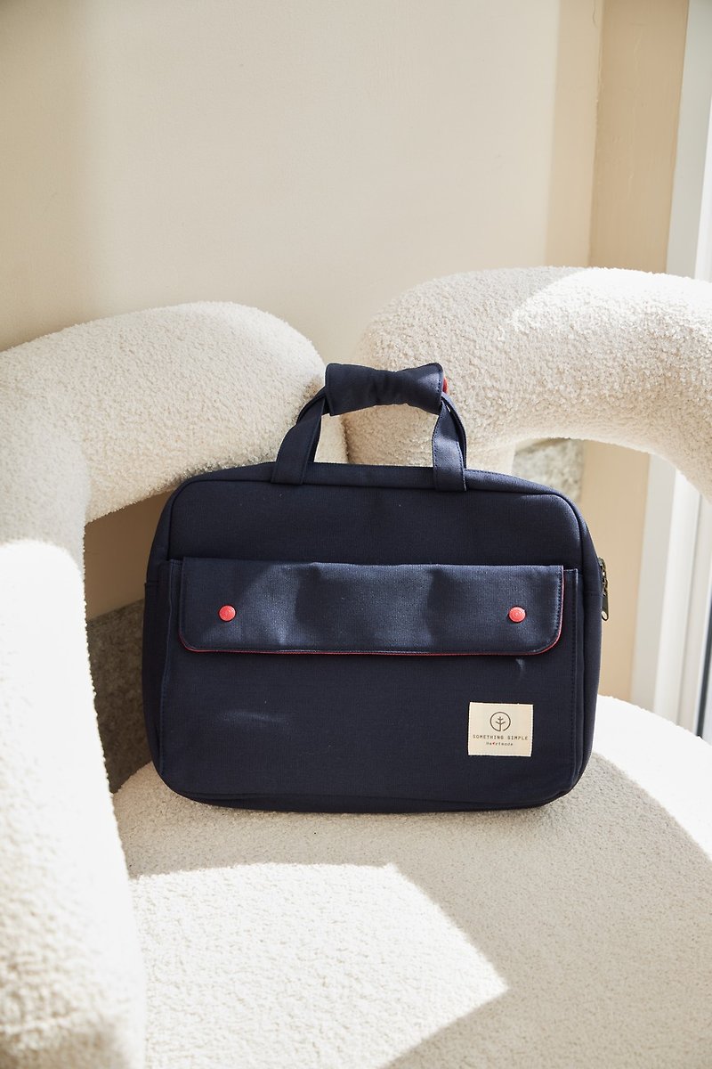 PAVE - canvas laptop bag (navy) - Laptop Bags - Cotton & Hemp Blue