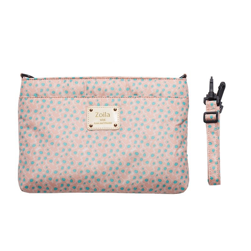 Out-of-the-go small side bag _Zoila soft powder double-layer crossbody bag - Messenger Bags & Sling Bags - Polyester Pink