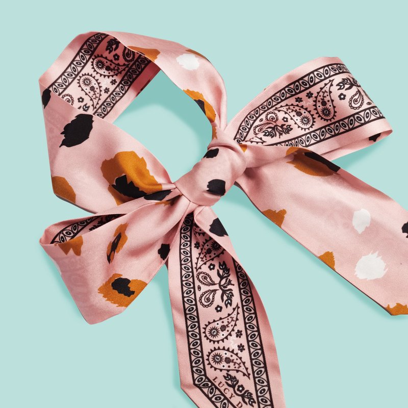 100% silk Twilly scarf in Mirror Bow Print - ผ้าพันคอ - ผ้าไหม สีดำ