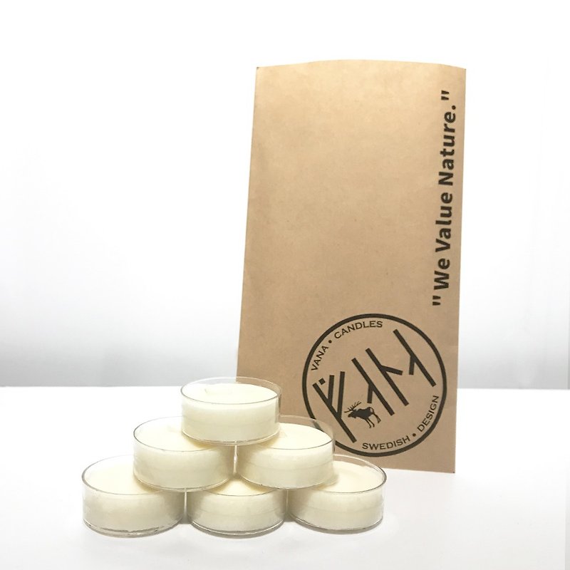 VANA Soy Wax Tea Light Candles (6 pcs per package) - เทียน/เชิงเทียน - ขี้ผึ้ง ขาว