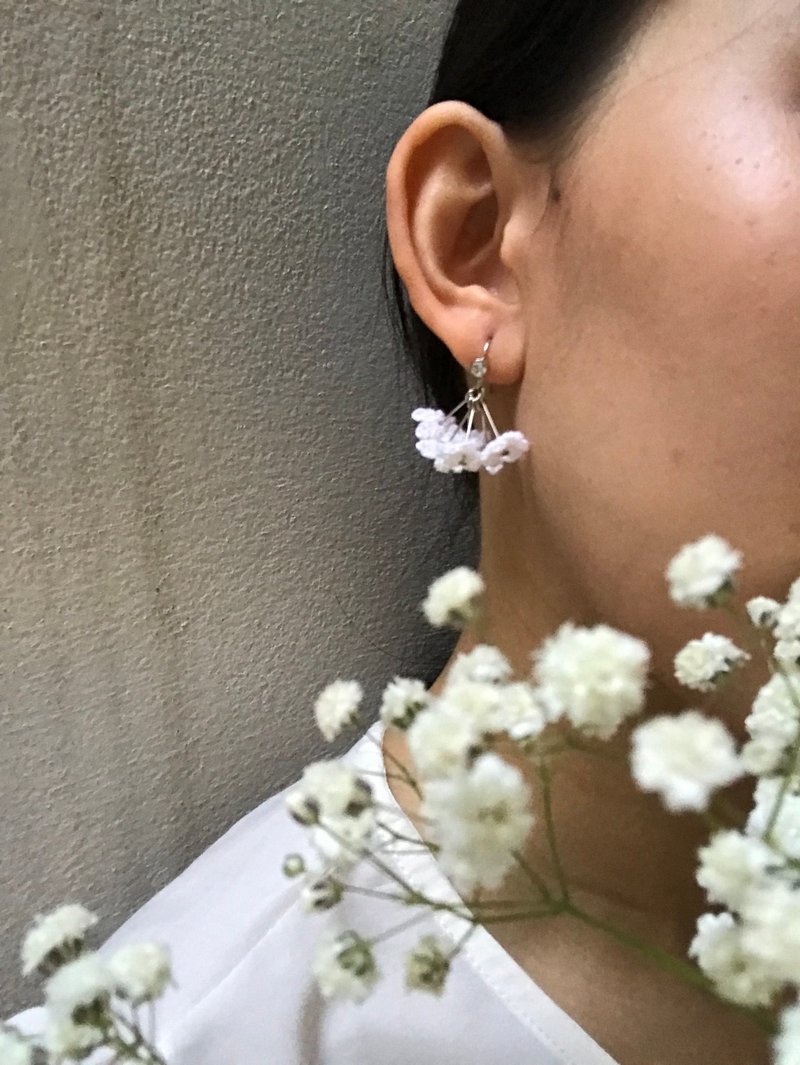 耳環/耳夾 6Simple Minimal Gypsophila earring - 耳環/耳夾/耳骨夾 - 貴金屬 多色