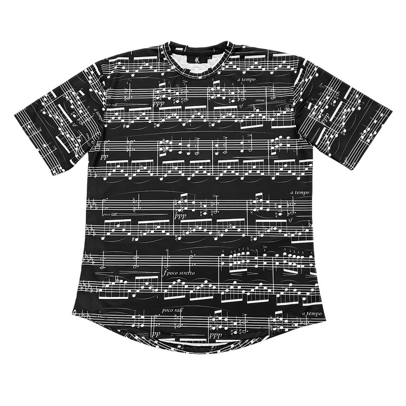 蕭邦的夜曲 機能短袖 A版型 黑 - T 恤 - 聚酯纖維 黑色