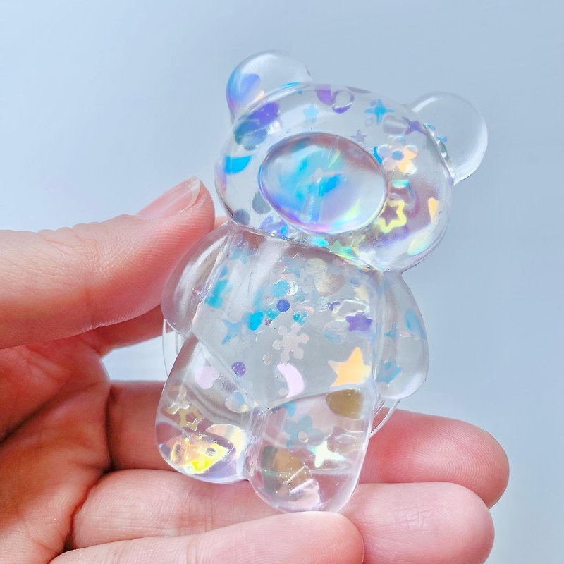 Clear Mix Glitter Bear Smartphone Grip - Phone Accessories - Resin Transparent