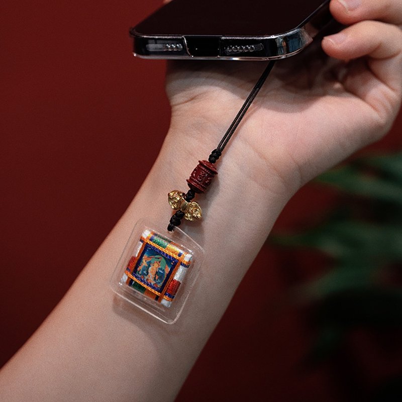 兔本命年佛牌朱砂手機墜飾尼泊爾非手繪唐卡挂墜文殊菩薩黃財神禮 - 吊飾/掛飾 - 其他材質 