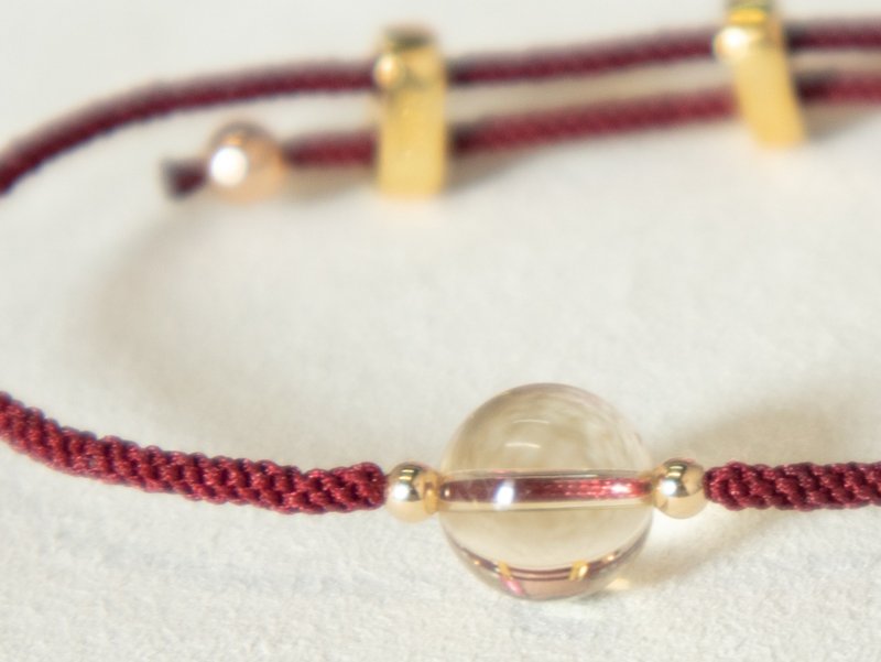 925 SILVER citrine fully hand-woven lucky bracelet. Can be adjusted freely - Bracelets - Semi-Precious Stones Red