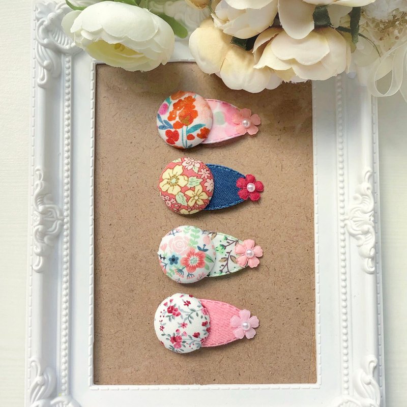 可愛花朵碎花布釦嬰兒兒童小孩髮夾bb夾組 - 嬰兒手鍊/飾品 - 其他材質 多色