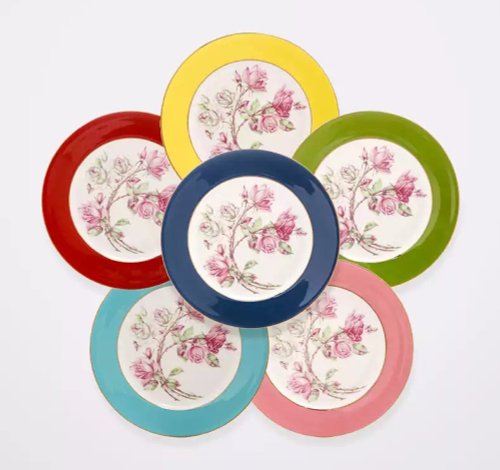 Belleek Taiwan 臺灣總代理 英國Aynsley 紅玫瑰系列 骨瓷色釉餐盤20cm 6色任選