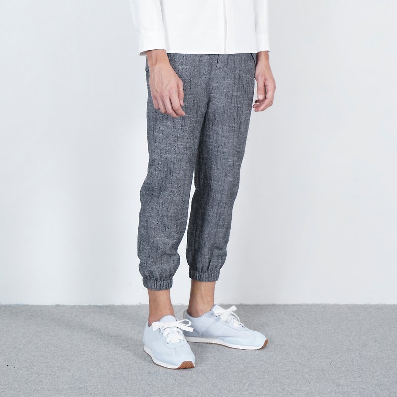 Black and white cut AW black and Linen cotton and Linen trousers - Men's Pants - Cotton & Hemp Gray