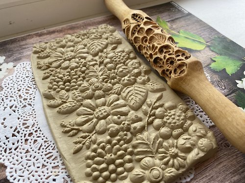 Engraved Rolling Pins Engraved rolling pin, embossed rolling pin, with flower