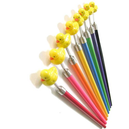 33小物 x JOYSTONE 黃色鴨彈簧鉛筆 1組2入 童趣治癒系小物 顏色隨機 畢業 老師禮物