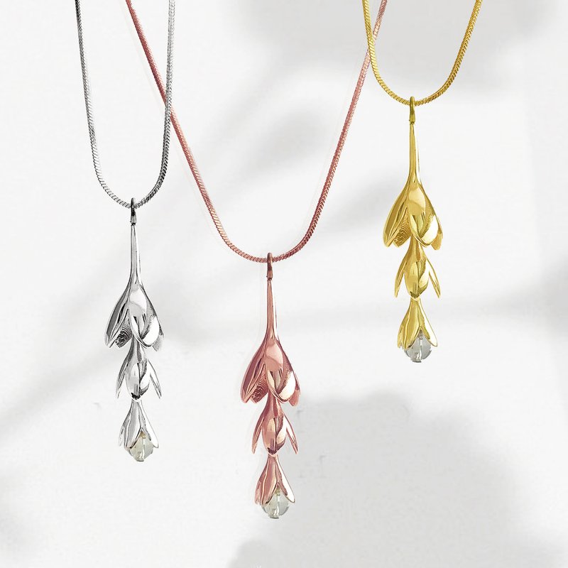 Silver Necklace , Silver Quartz Necklace, Quartz Pendant, dew drop - 項鍊 - 純銀 