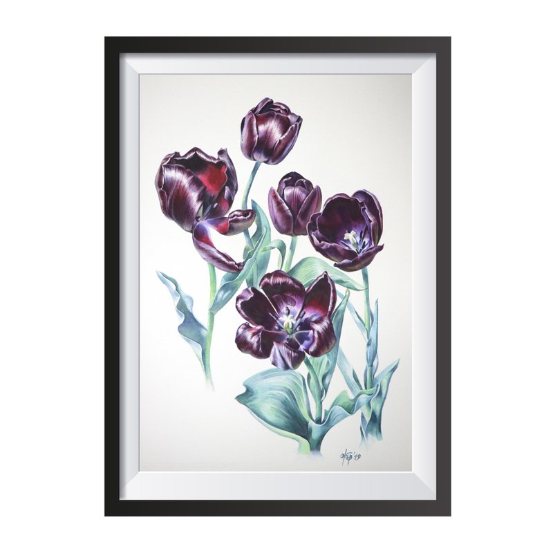 Tulip watercolor Poster Museum quality print Wall art by Irina Zhunaeva - 海報/掛畫/掛布 - 紙 多色