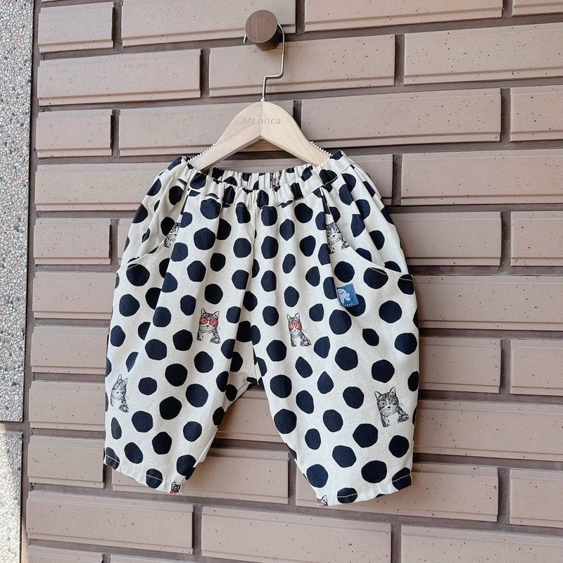 Myopic cat has black spots - carrot pants - Pants - Cotton & Hemp Multicolor