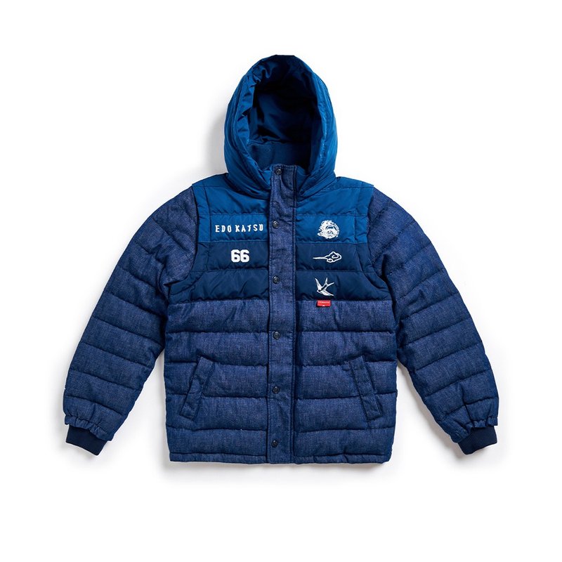 江戸勝 デニムステッチダウンジャケット-紳士服(張青) #衣衣#装食 - アウター メンズ - コットン・麻 ブルー