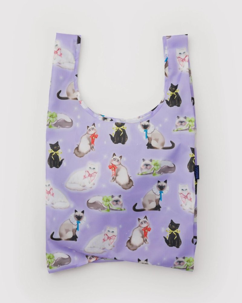 BAGGU環保收納購物袋 - 標準 - Fancy Cats - 手提包/手提袋 - 防水材質 紫色