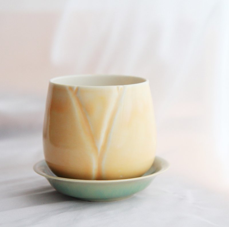 Blooming鬱金香手作陶瓷咖啡杯連底碟套裝 - 向日葵黃 - 香港製造 - 咖啡杯 - 瓷 黃色