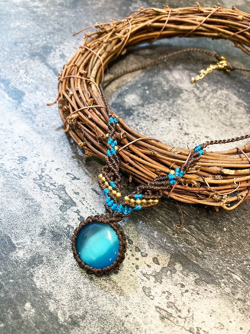 [Sky of Bali] Brazilian Wax thread braided necklace - สร้อยข้อมือ - หยก หลากหลายสี