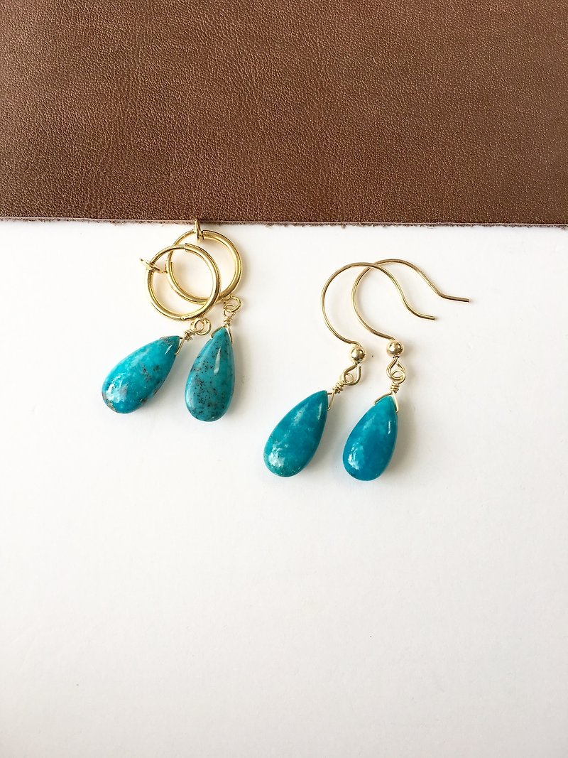 Arizona Blue Turquoise  Hook-earring, Clip-earring - ピアス・イヤリング - 石 ブルー