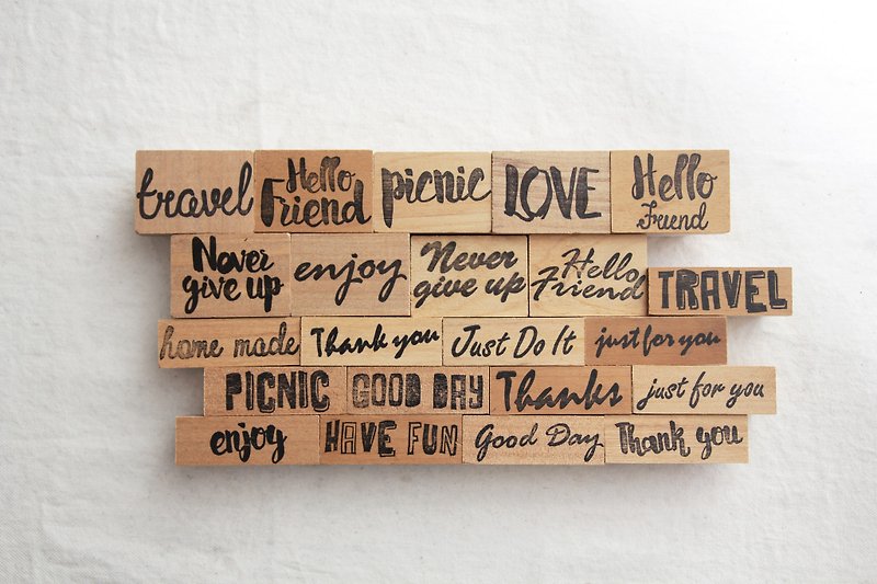 [Seal] English word / text / handwriting handmade rubber stamp - Stamps & Stamp Pads - Wood Brown